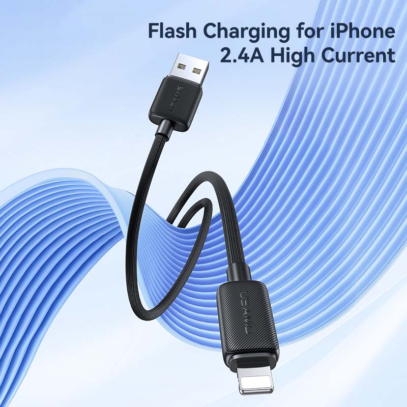 USAMS US-SJ694 2m For iPhone 2.4A Charging Cord USB to Lightning 480Mbps Data Cable USAMS US-SJ694 2m For iPhone 2.4A Charging Cord USB to Lightning 480Mbps Data Cable